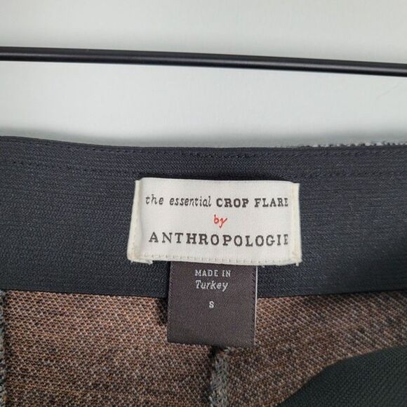 Anthropologie Size S The Essential Crop Flare Stretch Pull On Pants Plaid Gray - Picture 12 of 12